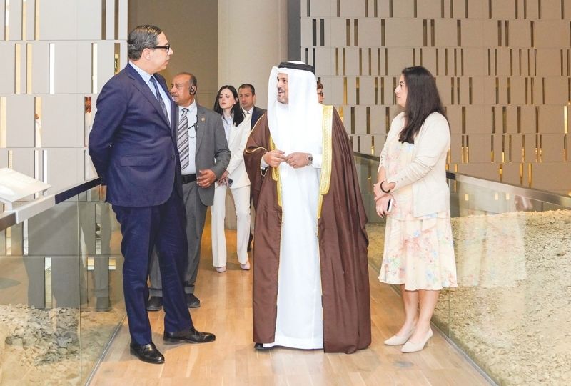  Cyprus Foreign Minister Dr Constantinos Kombos visited Bahrain National Museum. He was received by Bahrain Authority for Culture and Antiquities Director General of Heritage Shaikh Mohammed bin Khalifa Al Khalifa and Director General of Culture and Museums Farah Mattar. He was given a tour of the museum’s galleries, where he viewed key aspects of Bahrain’s history and cultural legacy, including traditional industries, crafts, manuscripts, and customs.